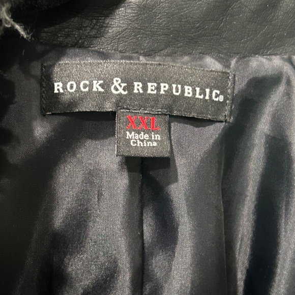 Rock & Republic Moto Style Biker Jacket Fluffy women's size XXL Black faux fur - Picture 3 of 8